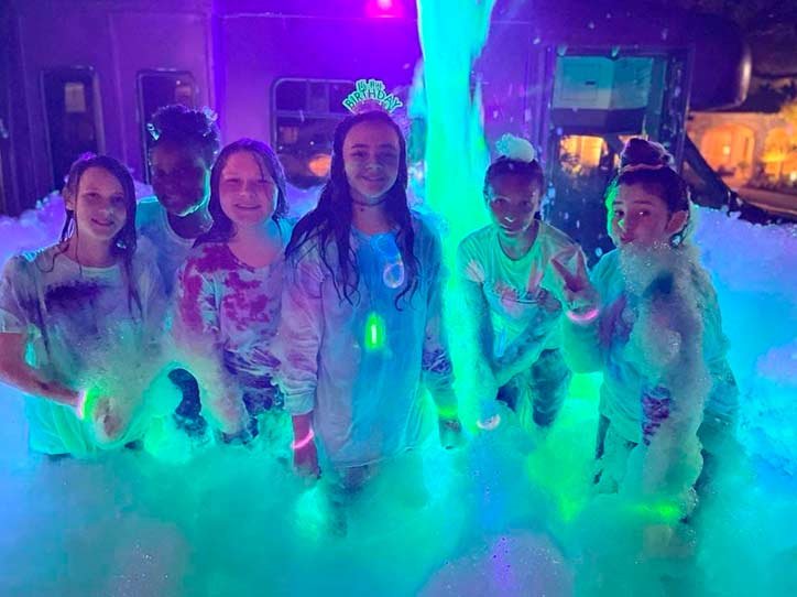 Kids having fun at Glow Foam Bash.