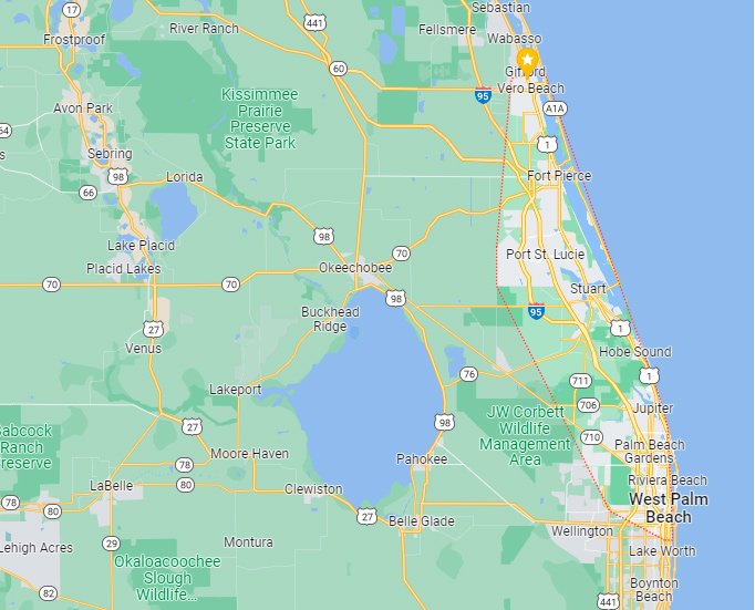 Map of where Bubble Truck provides service in Florida.
